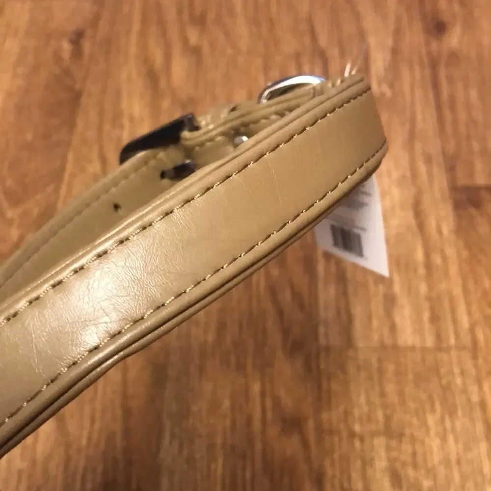 Martha Stewart Tan and Silver Leather Buckle Dog Collar Size 20
